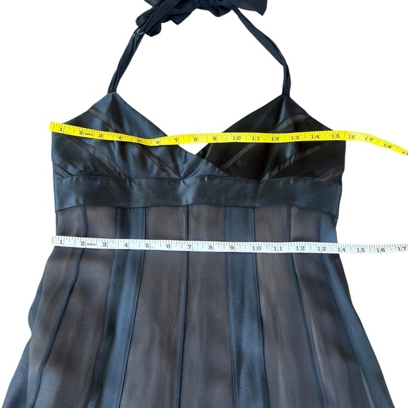 VTG BCBG Max Azria Y2K Black Silk Chiffon Halter Dress Whimsygoth Prom NWT Sz 4 - Picture 10 of 14